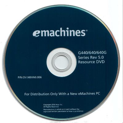 Скачать Оригинальный диск от ноутбука eMachines G440/640/640G 5 0 x86 x64 [2010, ENG + RUS] бесплатно