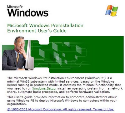 Скачать Windows PE v1.2 (c) Microsoft Corporation Preinstallation Environment бесплатно