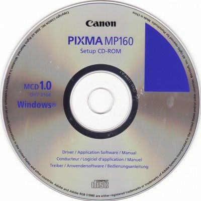 Скачать Оригинальный CD-диск МФУ Canon PIXMA MP160 1.0 x86 x64 [2006, MULTILANG +RUS] бесплатно