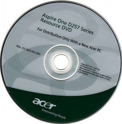 Скачать Оригинальный диск Aspire One D257 Series Resource DVD [2011, MULTILANG +RUS] бесплатно